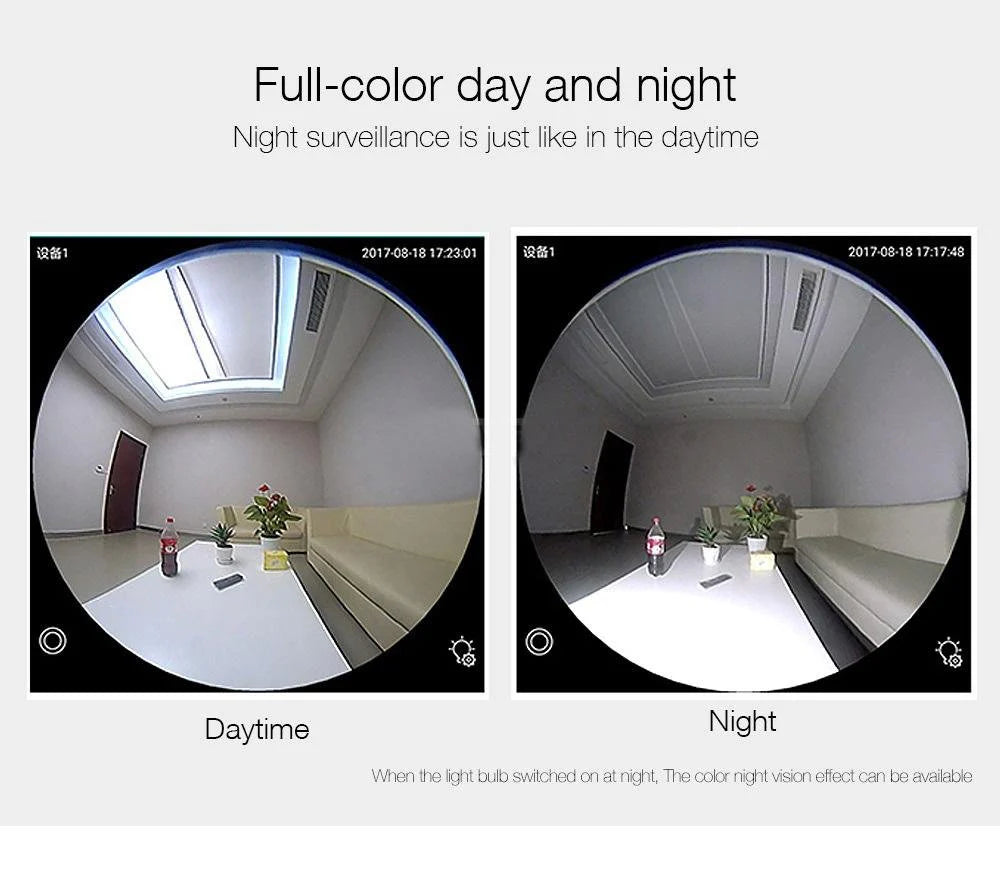 Panoramic Wide Bulb Camera B13-I-V2 | 1.3MP | 960P HD Resolution | 360° View | Motion Detection | Two-way Audio | Wi-Fi | App Connectivity - Tazeet.com