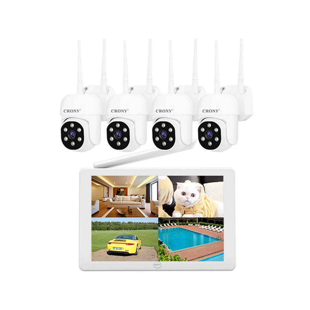 4 Channel Wireless PTZ NVR Kit with 10.1” LCD Display - Model NVS009 | IP66 Waterproof Security System - Tazeet.com
