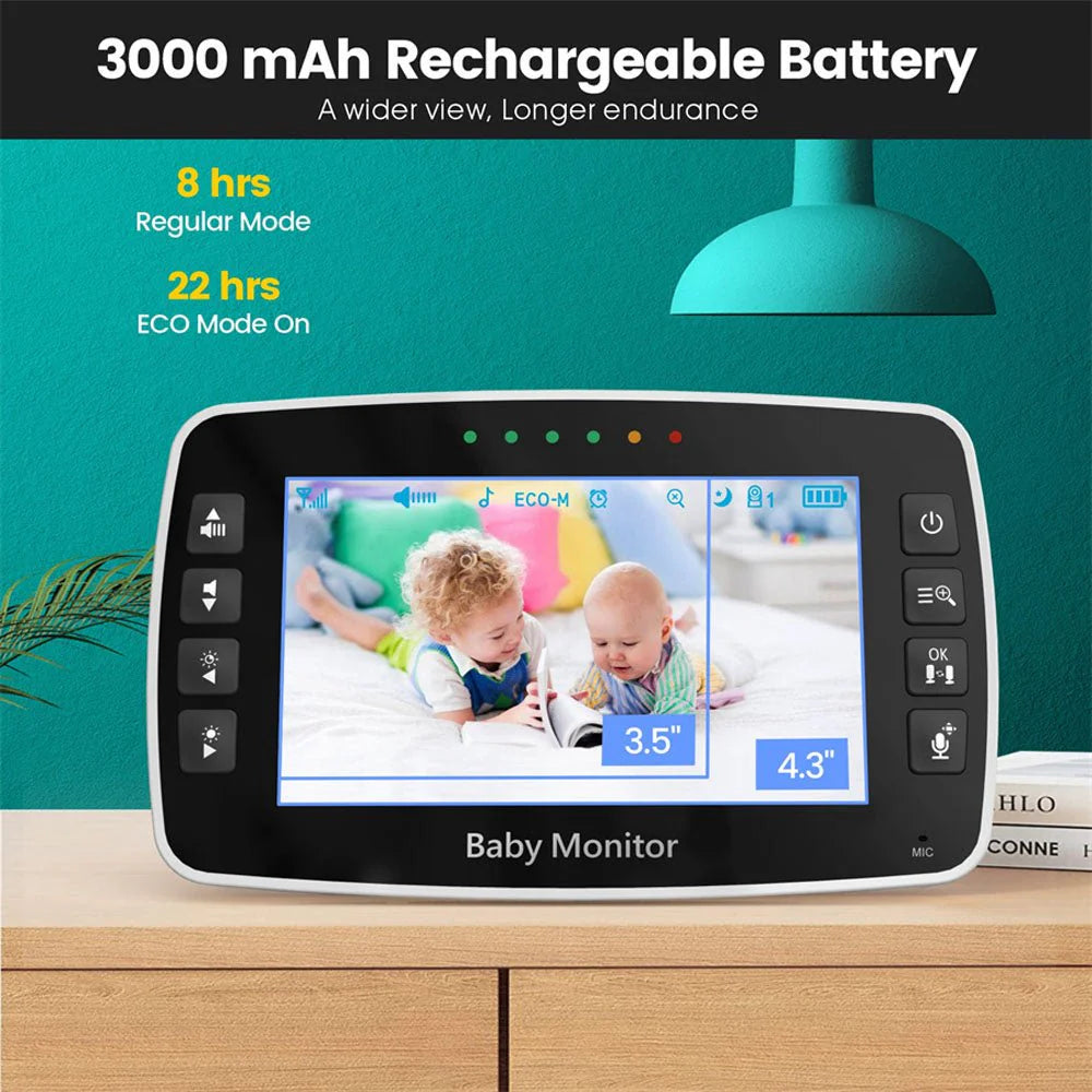 PTZ Wireless Baby Monitor Model SM430A - 3MP, 4.3” HD LCD Display, IR Night Vision, Two-Way Audio & Lullabies - Tazeet.com