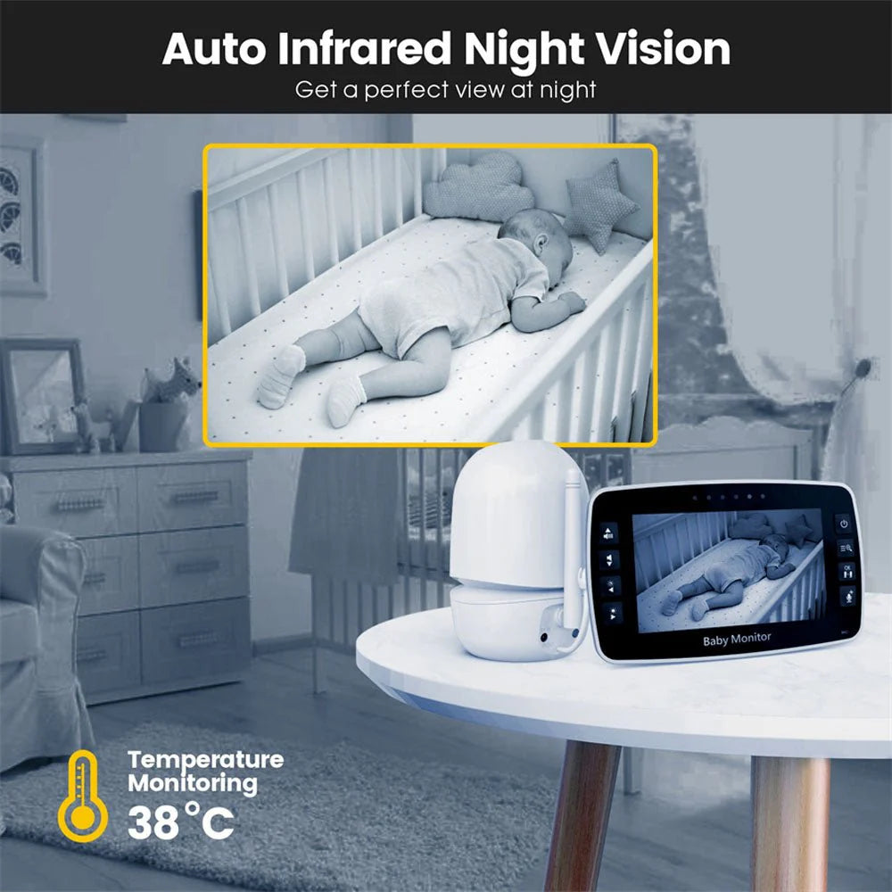 PTZ Wireless Baby Monitor Model SM430A - 3MP, 4.3” HD LCD Display, IR Night Vision, Two-Way Audio & Lullabies - Tazeet.com