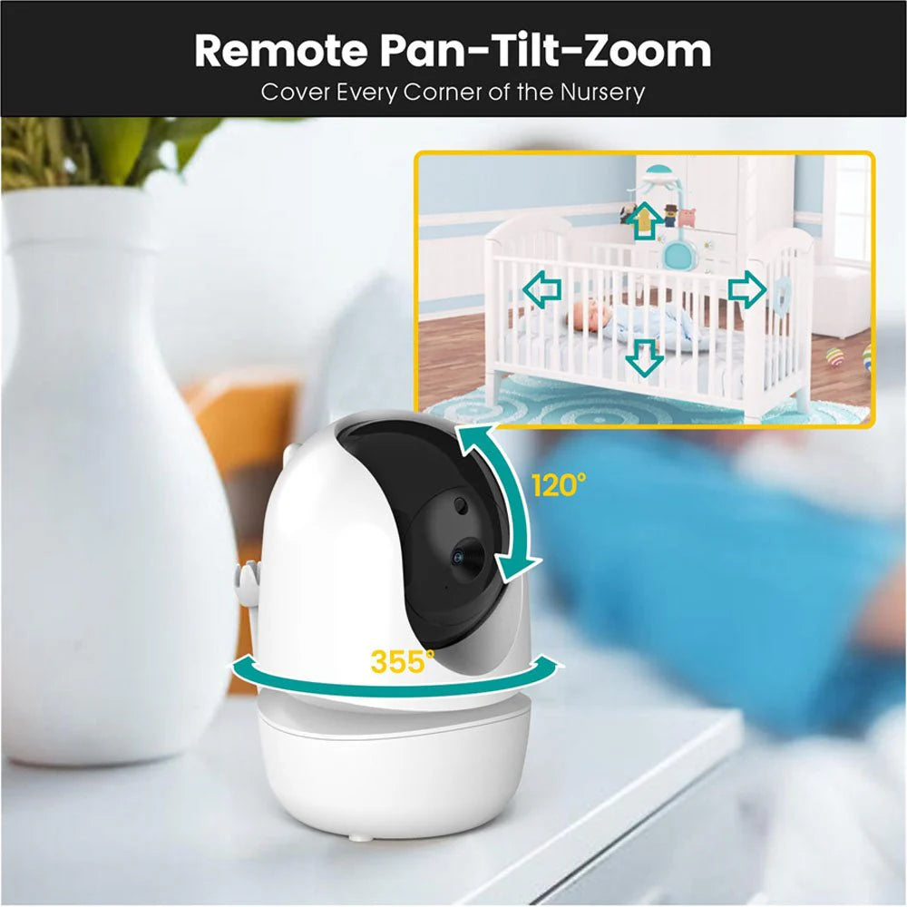 PTZ Wireless Baby Monitor Model SM430A - 3MP, 4.3” HD LCD Display, IR Night Vision, Two-Way Audio & Lullabies - Tazeet.com