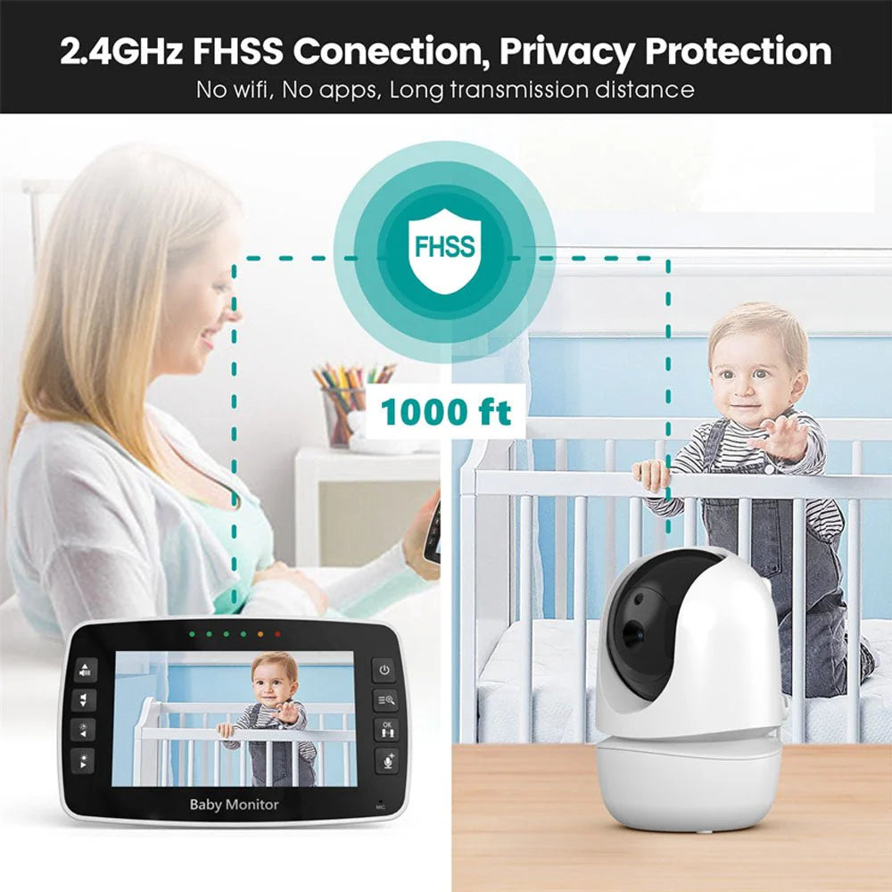 PTZ Wireless Baby Monitor Model SM430A - 3MP, 4.3” HD LCD Display, IR Night Vision, Two-Way Audio & Lullabies - Tazeet.com