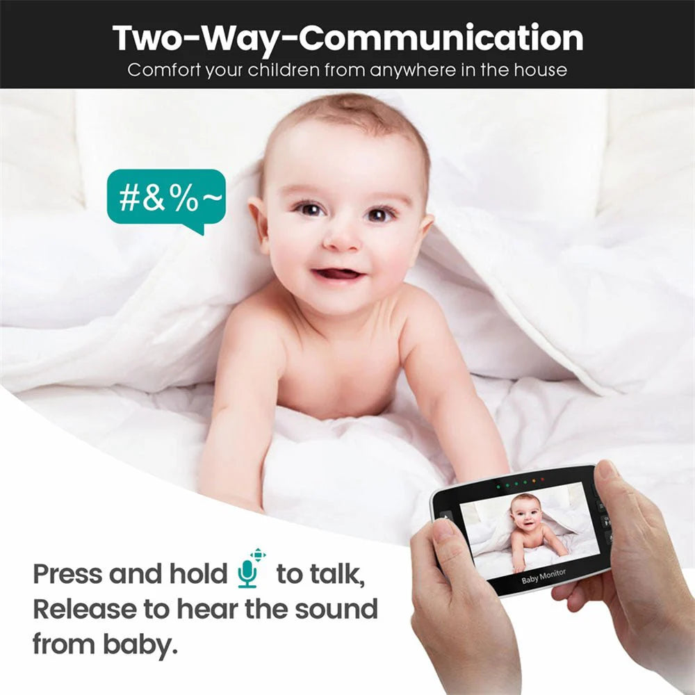 PTZ Wireless Baby Monitor Model SM430A - 3MP, 4.3” HD LCD Display, IR Night Vision, Two-Way Audio & Lullabies - Tazeet.com