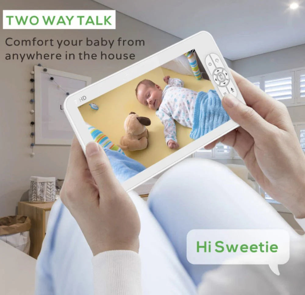 PTZ Wireless Baby Monitor with 7” HD LCD Display - Model SM70PTZ | Temperature Alarm & IR Night Vision - Tazeet.com
