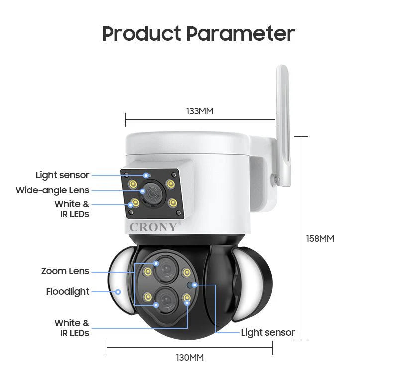 ST-430 Triple Lens Wireless Camera | 10MP, 2592x2048 Resolution, 10x Optical Zoom, Motion Tracking - Tazeet.com