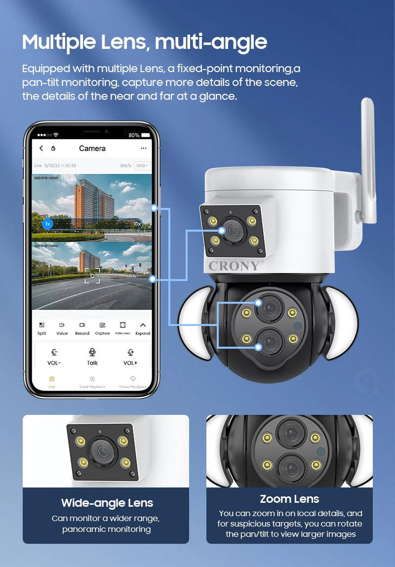 ST-430 Triple Lens Wireless Camera | 10MP, 2592x2048 Resolution, 10x Optical Zoom, Motion Tracking - Tazeet.com
