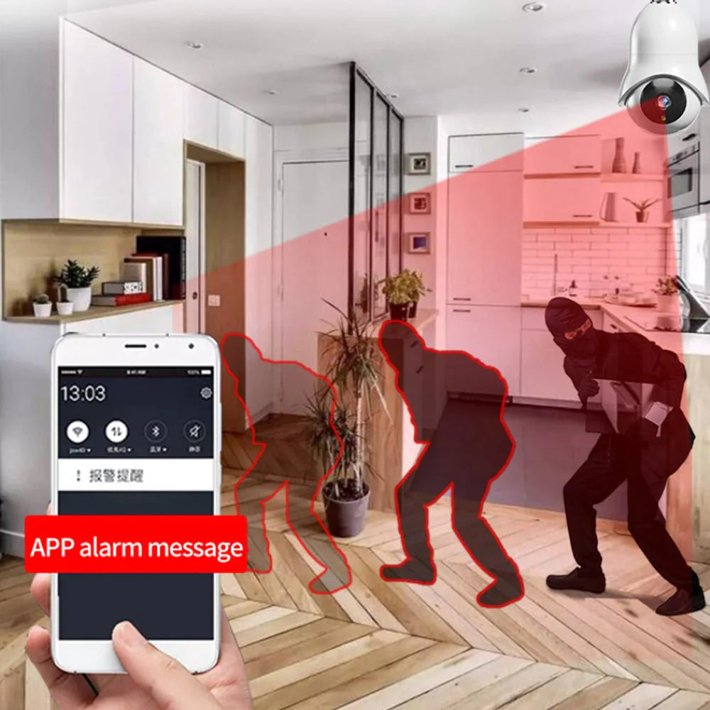 PTZ Wireless Bulb Camera TC76 | 2MP | 720P HD | 275° Pan & 95° Tilt | IR Night Vision | Motion Detection | Two-way Audio | Wi-Fi | Waterproof | App Connectivity - Tazeet.com