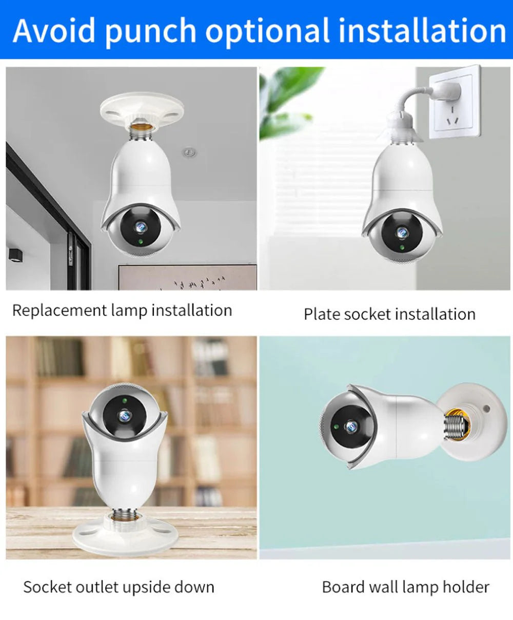 PTZ Wireless Bulb Camera TC76 | 2MP | 720P HD | 275° Pan & 95° Tilt | IR Night Vision | Motion Detection | Two-way Audio | Wi-Fi | Waterproof | App Connectivity - Tazeet.com