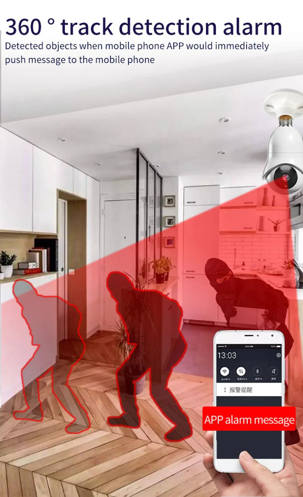 PTZ Wireless Bulb Camera TC76 | 2MP | 720P HD | 275° Pan & 95° Tilt | IR Night Vision | Motion Detection | Two-way Audio | Wi-Fi | Waterproof | App Connectivity - Tazeet.com