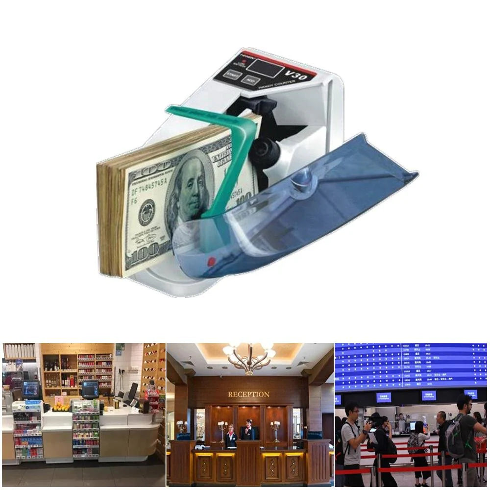 Mini Currency Counter Model V30 with Built-in LED Display, UV Detection, and Portable Design - Tazeet.com