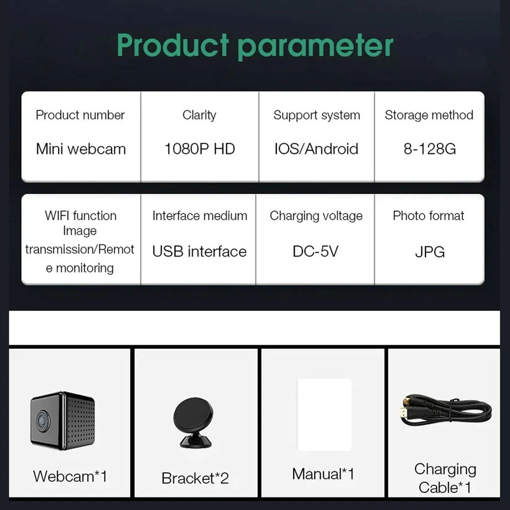 Mini Wireless Camera W10 | 1080P Wi-Fi Compact Security Cam with Night Vision & Motion Detection - Tazeet.com