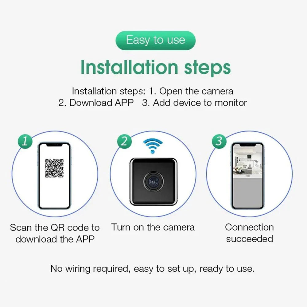 Mini Wireless Camera W10 | 1080P Wi-Fi Compact Security Cam with Night Vision & Motion Detection - Tazeet.com