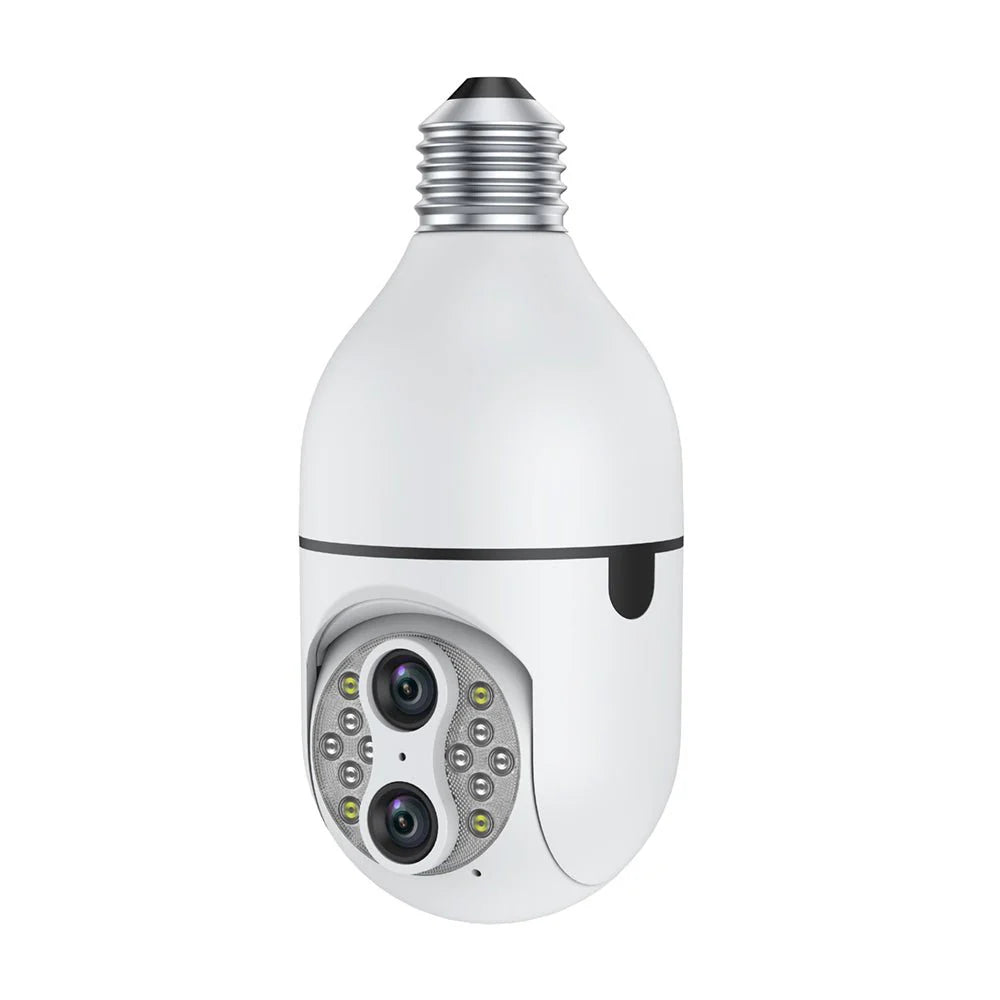 PTZ Wireless Bulb Dual Lens Camera Y24 | 4MP Dual Lens | 1080P Resolution | 10x Zoom | 360° Pan & 90° Tilt | Motion Detection | IR Night Vision | Wi-Fi | App Connectivity - Tazeet.com