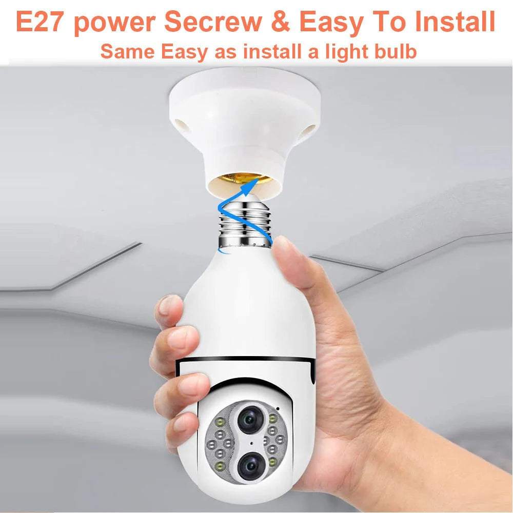 PTZ Wireless Bulb Dual Lens Camera Y24 | 4MP Dual Lens | 1080P Resolution | 10x Zoom | 360° Pan & 90° Tilt | Motion Detection | IR Night Vision | Wi-Fi | App Connectivity - Tazeet.com