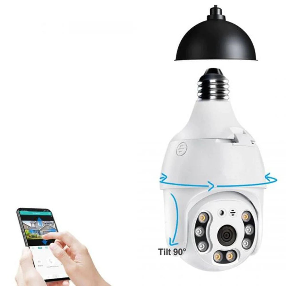 PTZ Wireless Bulb Camera Y28 | 2MP | 1080P HD Resolution | 275° Pan & 95° Tilt | IR Night Vision | Motion Detection | Two-way Audio | Wi-Fi | App Connectivity - Tazeet.com