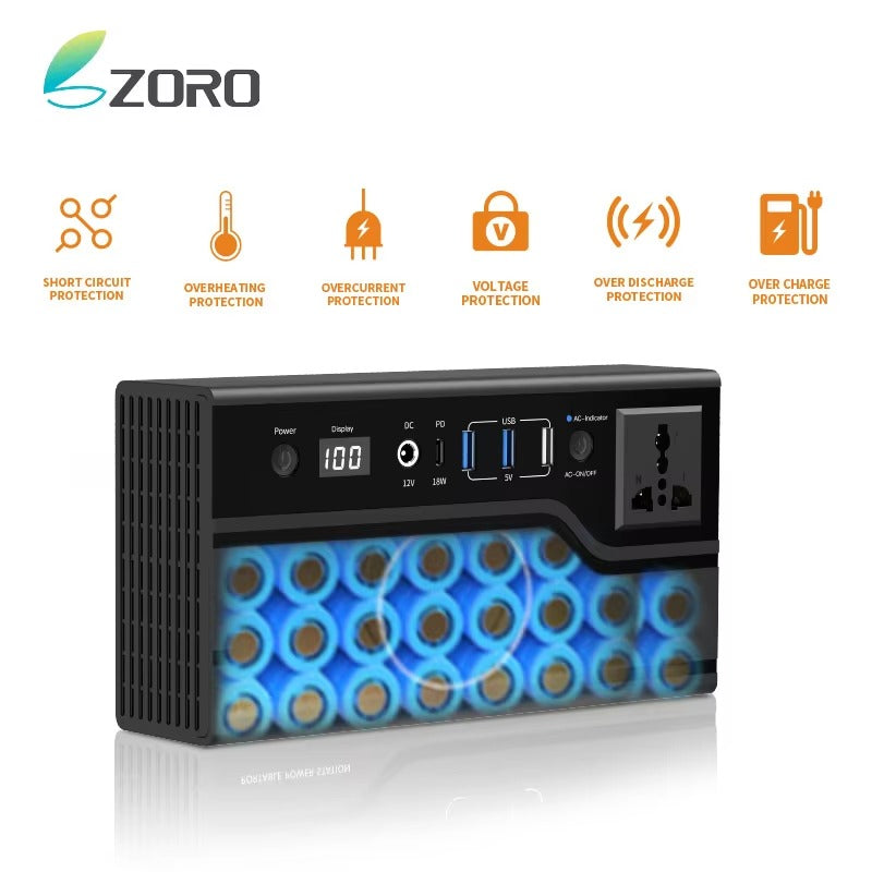 Tazeet FAC-200X Portable Power Station | 200W Power Bank with Wireless Charging | Emergency & Outdoor Use