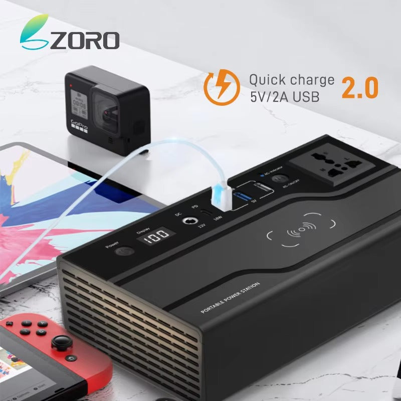 Tazeet FAC-200X Portable Power Station | 200W Power Bank with Wireless Charging | Emergency & Outdoor Use
