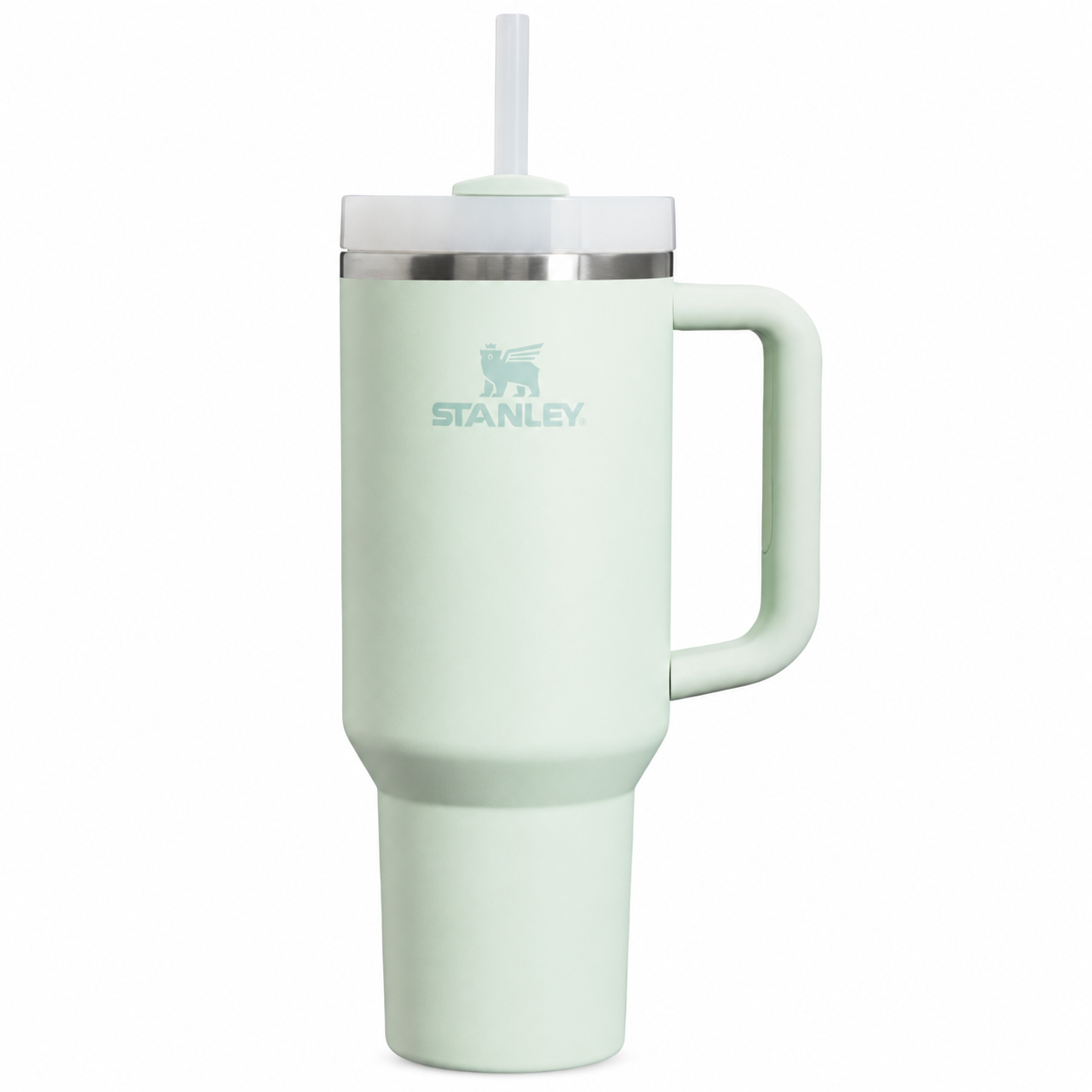 Stanley Quencher H2.0 tumbler in mist, stainless steel with handle and straw