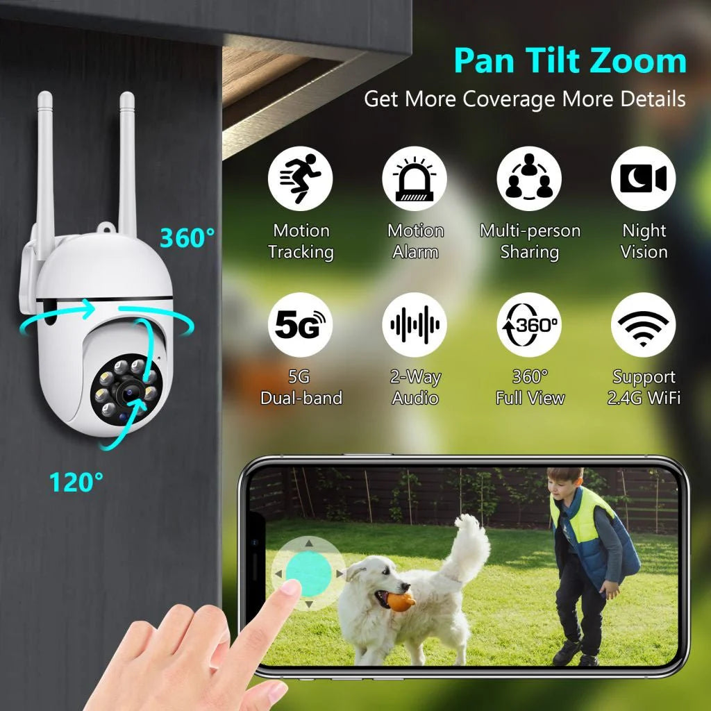 NIP-27 PTZ Wireless Camera | 1080P Resolution, 360° Pan, Night Vision, Two-way Audio - Tazeet.com