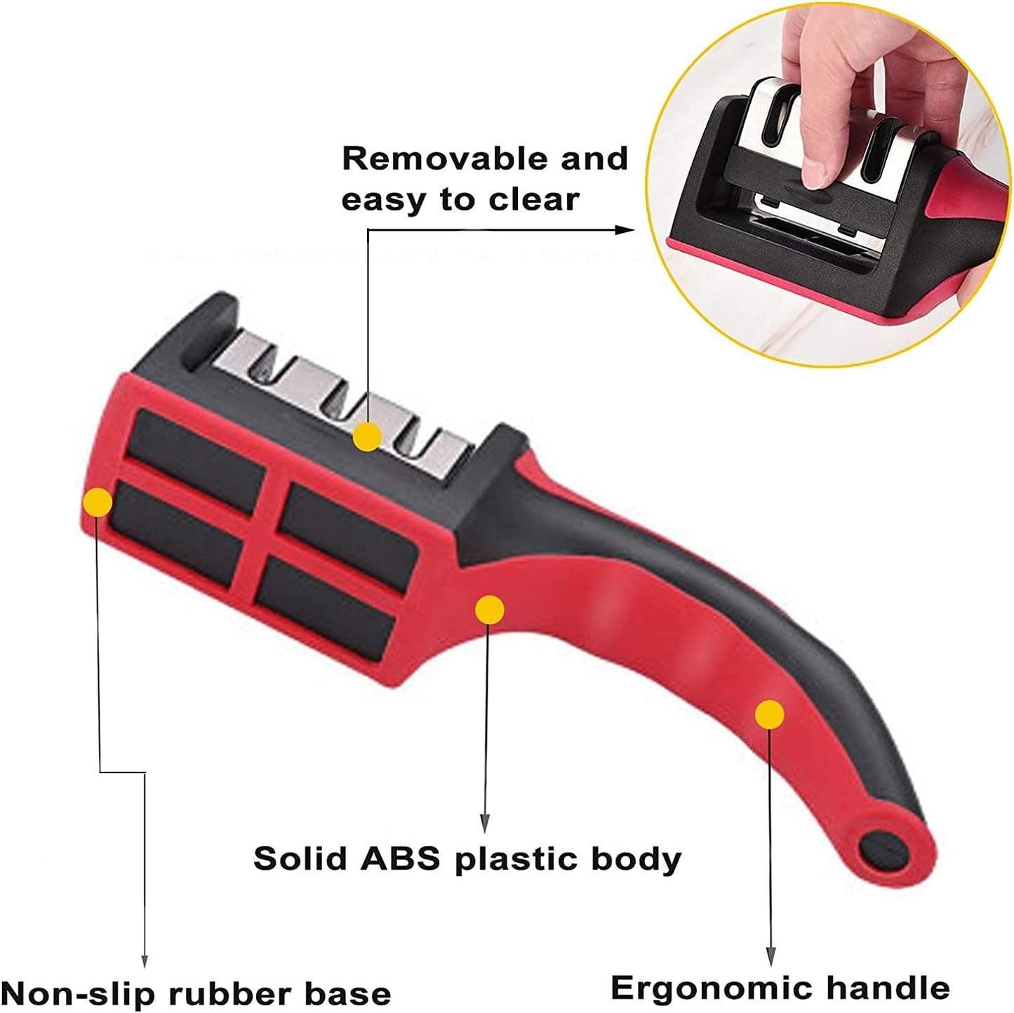Premium Kitchen Knife Sharpener - 3 - Stage Sharpening and Polishing for Straight Knives - Perfect for Household and Chef's Choice - Tazeet.com