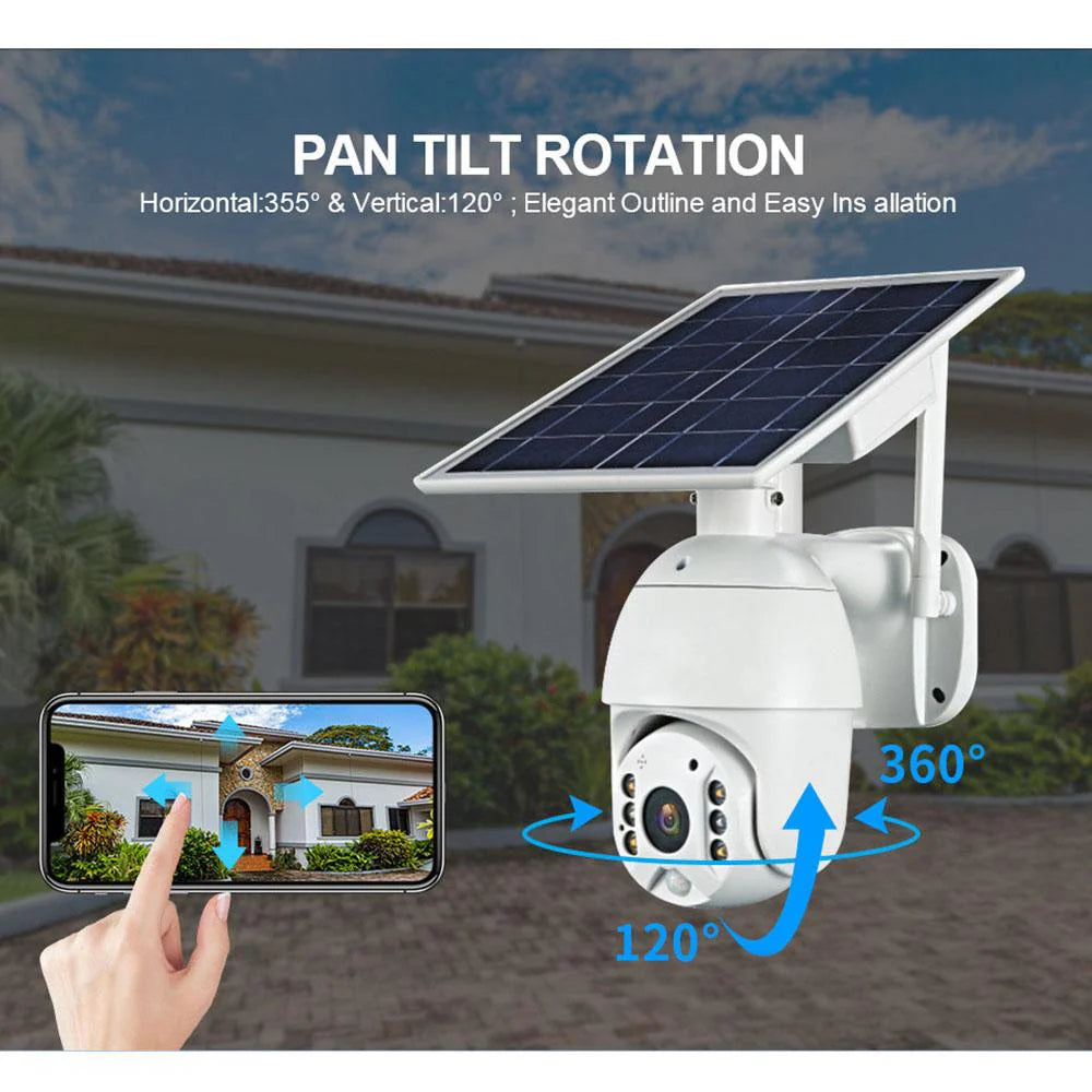 Solar PTZ Wireless Camera RBX-S10 | 5MP, 360° PTZ, Full-Color Night Vision, IP65 Waterproof - Tazeet.com