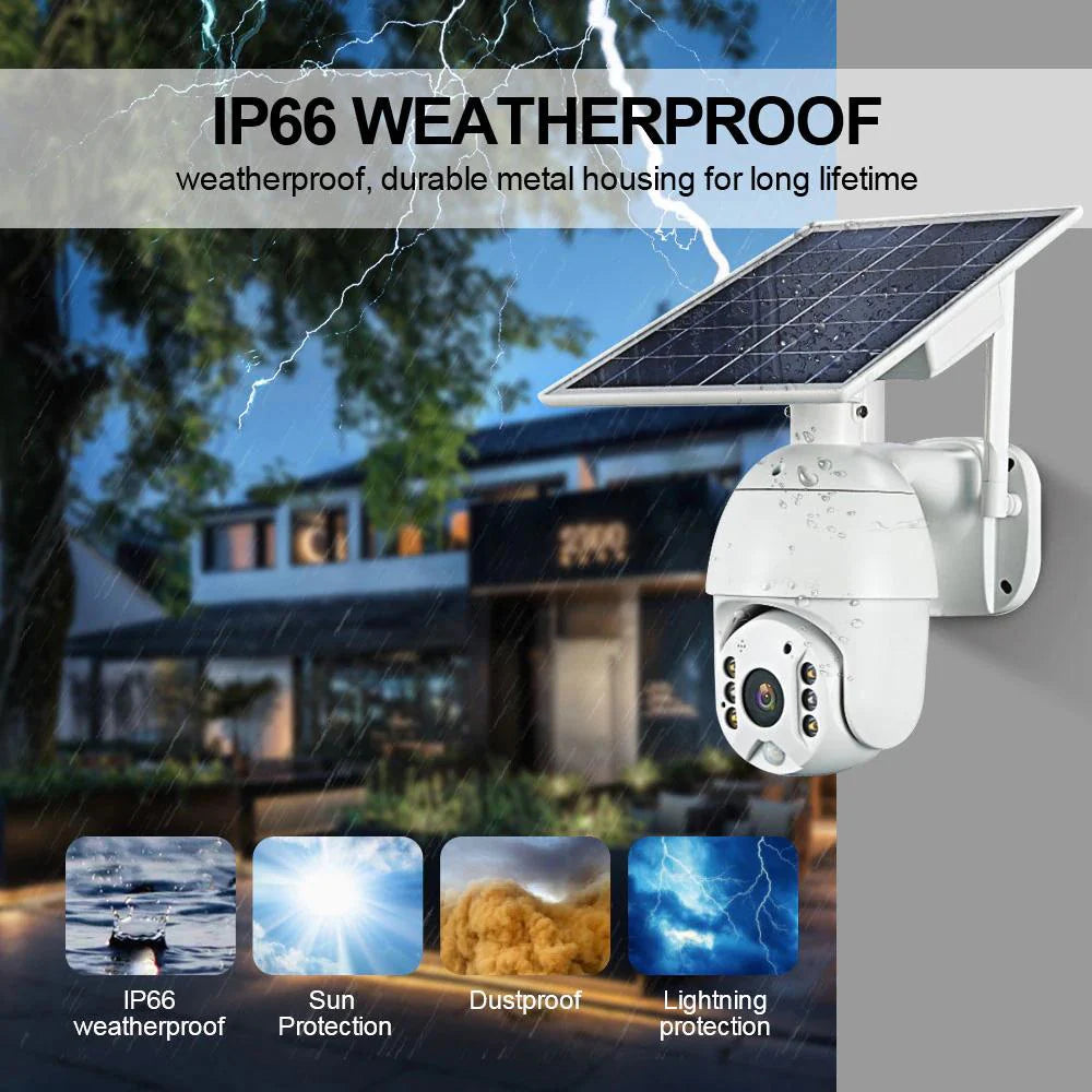 Solar PTZ Wireless Camera RBX-S10 | 5MP, 360° PTZ, Full-Color Night Vision, IP65 Waterproof - Tazeet.com