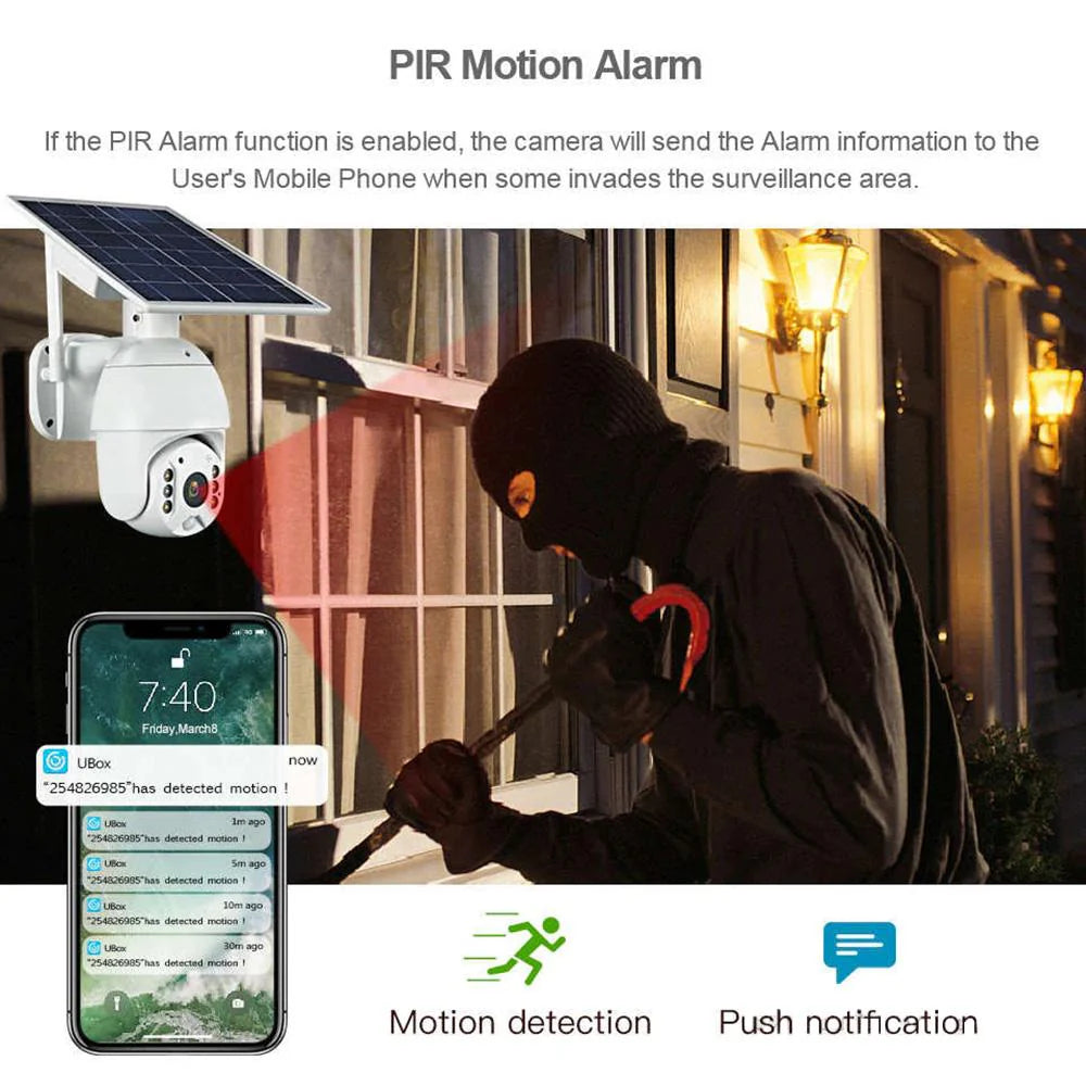 Solar PTZ Wireless Camera RBX-S10 | 5MP, 360° PTZ, Full-Color Night Vision, IP65 Waterproof - Tazeet.com