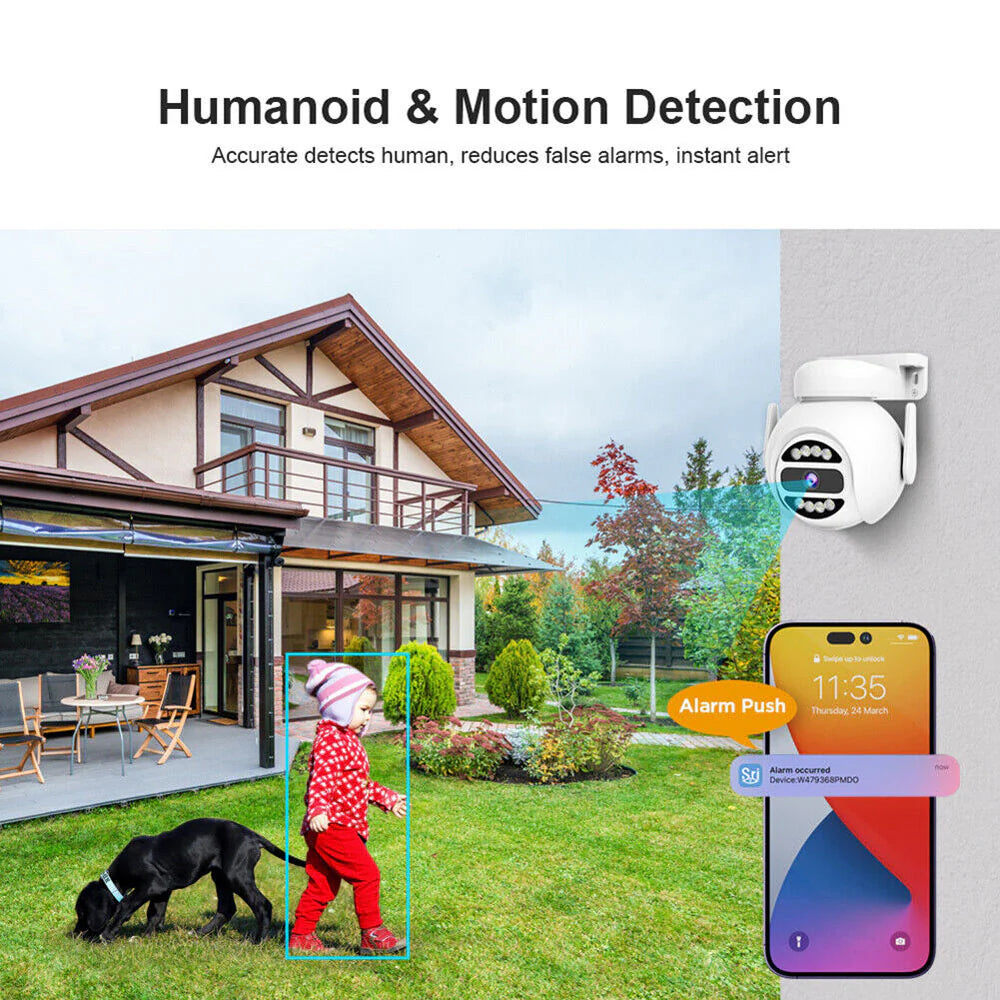 SH047 PTZ Wireless Camera | 4MP 2K Resolution, IR Night Vision, Human Tracking, Two-Way Audio, IP66 Waterproof - Tazeet.com