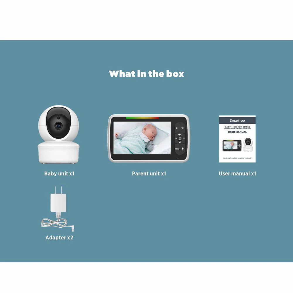 PTZ Wireless Baby Monitor | 5” LCD Display | Two-Way Audio | IR Night Vision | Lullabies | Temperature Alarm - Tazeet.com