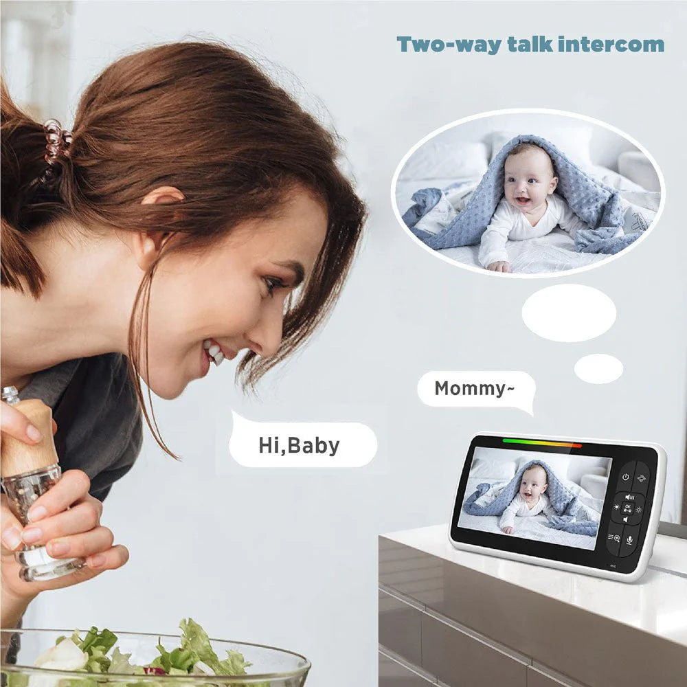 PTZ Wireless Baby Monitor | 5” LCD Display | Two-Way Audio | IR Night Vision | Lullabies | Temperature Alarm - Tazeet.com