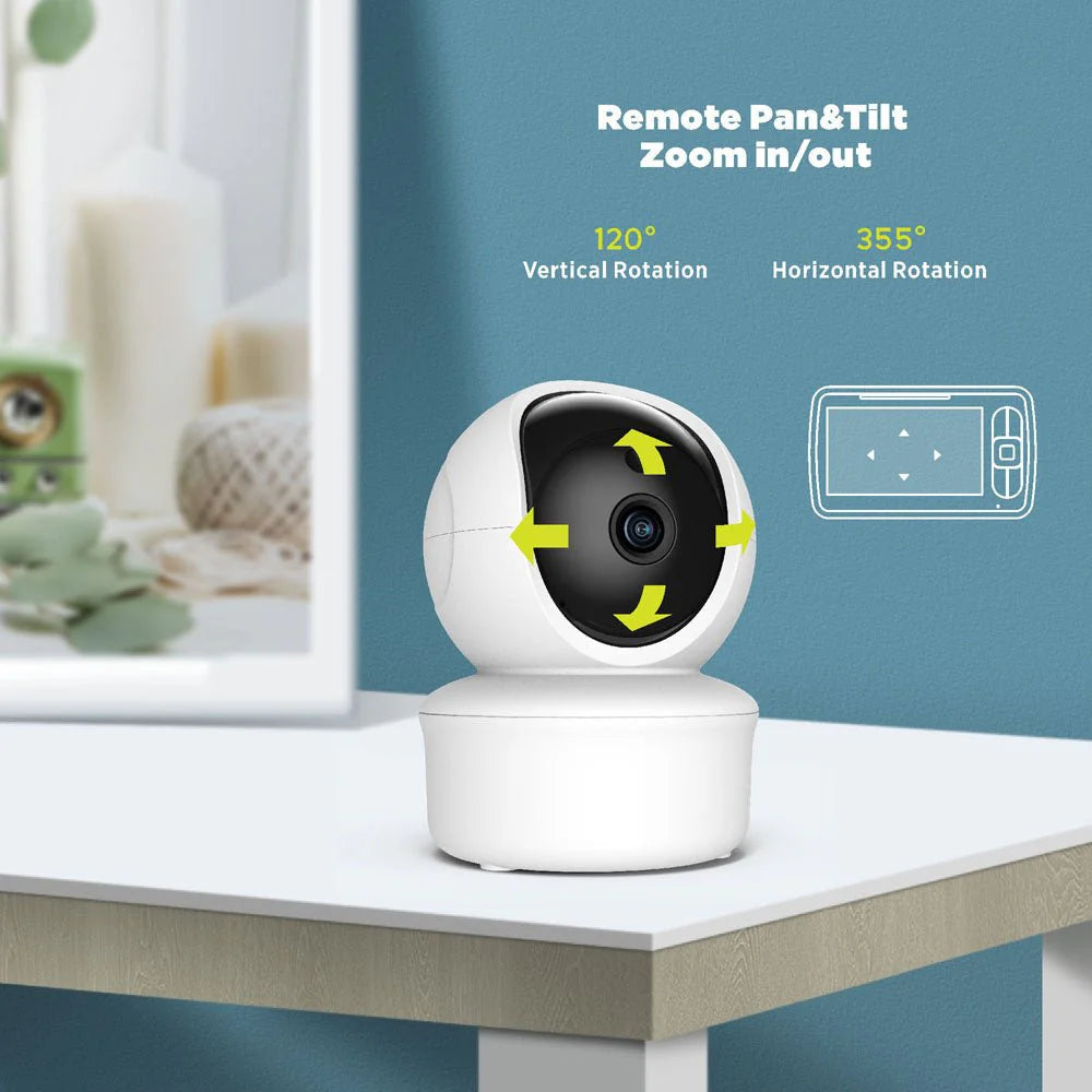 PTZ Wireless Baby Monitor | 5” LCD Display | Two-Way Audio | IR Night Vision | Lullabies | Temperature Alarm - Tazeet.com