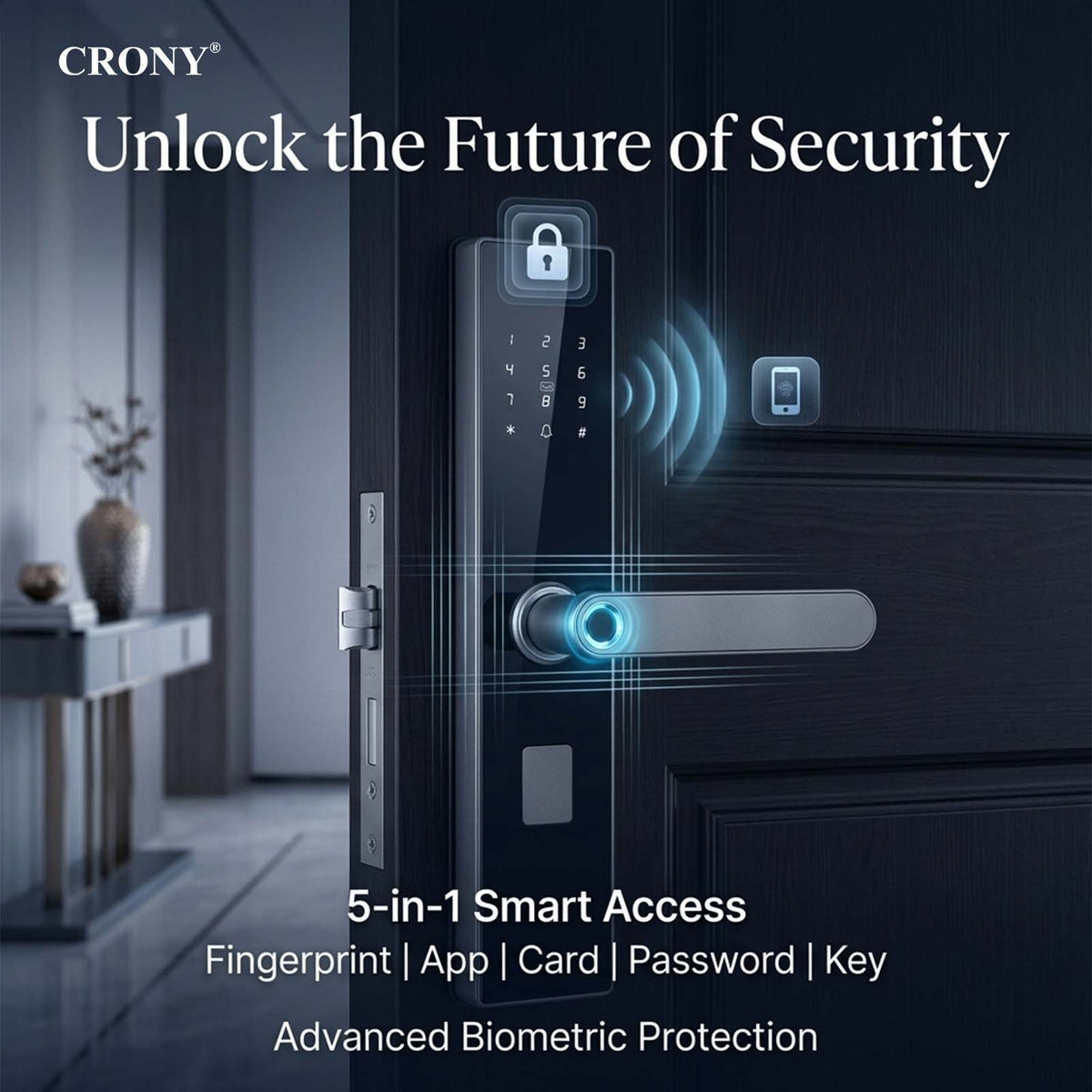 TAZEET MJ-18 Wi-Fi biometric smart door lock – image 8