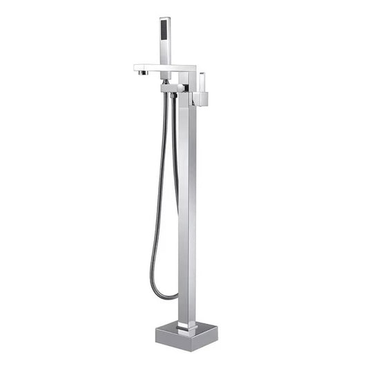 Freestanding Bathtub Faucet Tub Filler – Black Floor Mount Brass Faucet with Single Handle & Hand Shower - image 2
