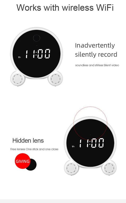 Table Clock with Wireless Camera Model X7-1080P, 1080P Resolution, Night Vision, Motion Detection, App Connectivity, USB Type-C Charging - Tazeet.com