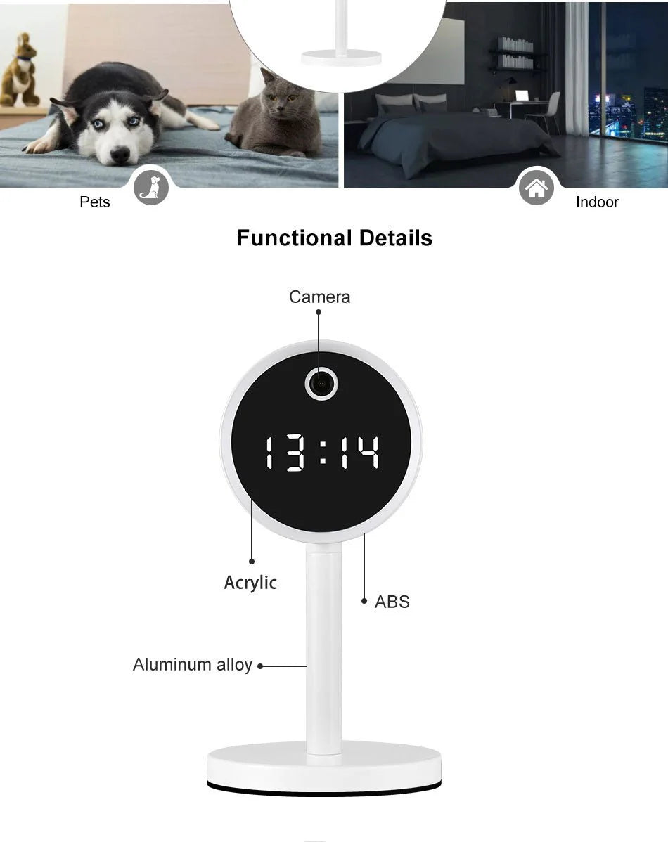 X8-1080P Wi-Fi Clock Camera | Wireless Home Security Cam with Night Vision & Two-Way Audio - Tazeet.com