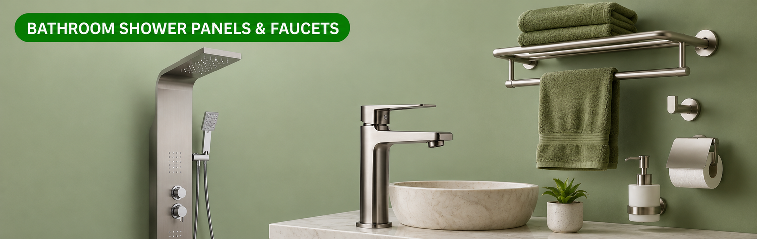 Bathroom shower panels and faucets category banner