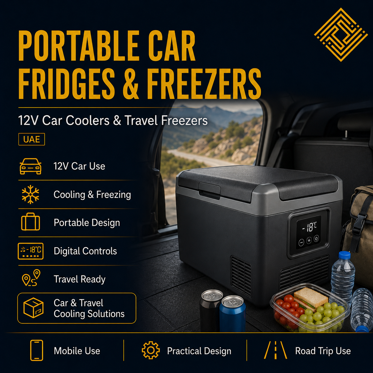 Portable car refrigerators and travel coolers