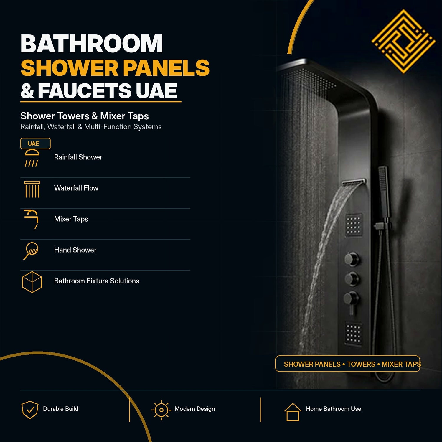 Bathroom shower panels and faucets category banner