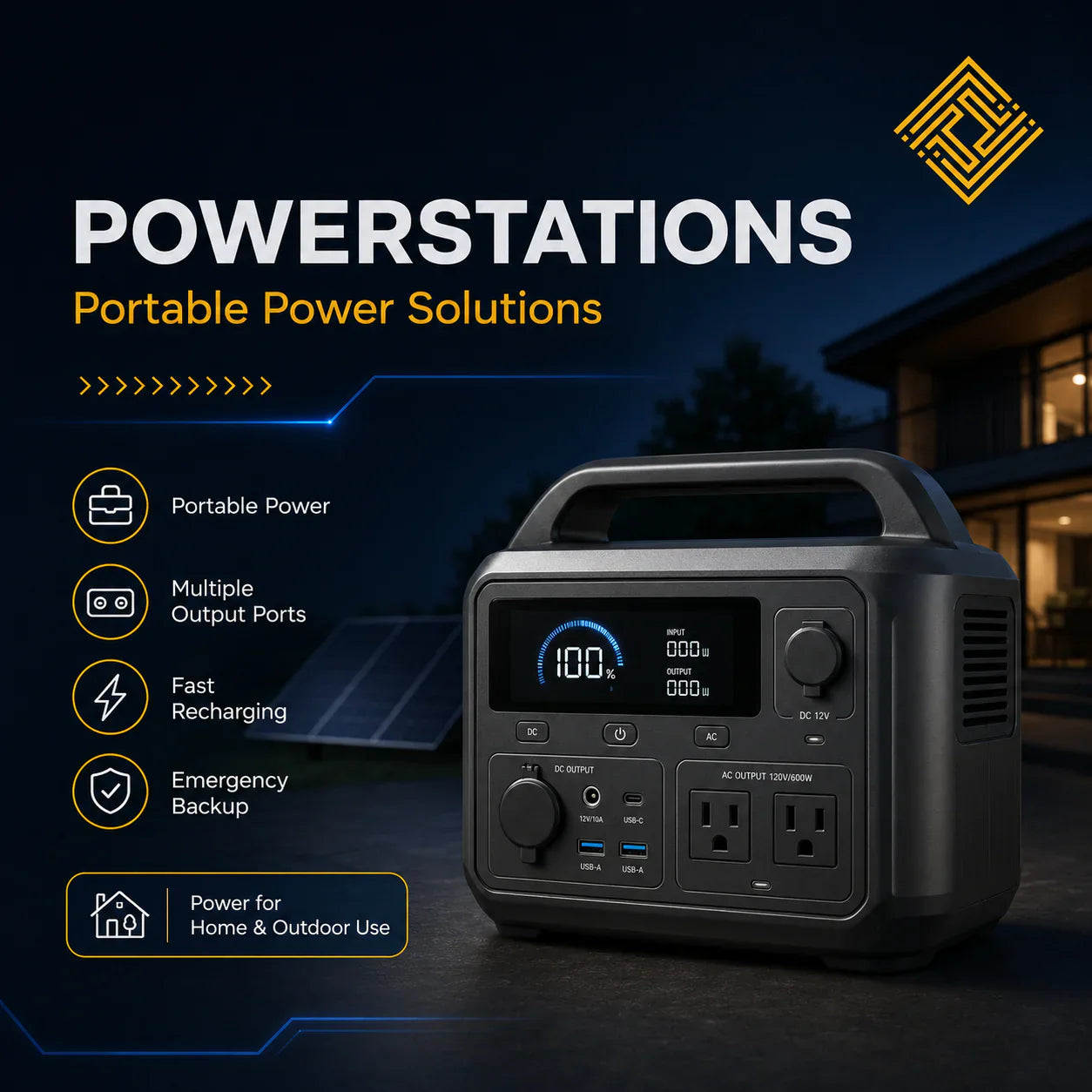 Portable power stations and solar panels for camping and backup power
