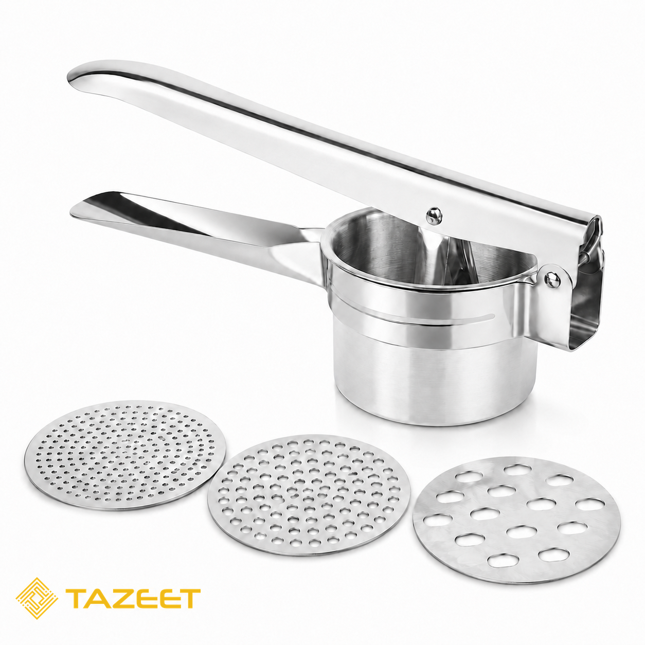 Stainless Steel Potato Ricer with 3 Interchangeable Discs