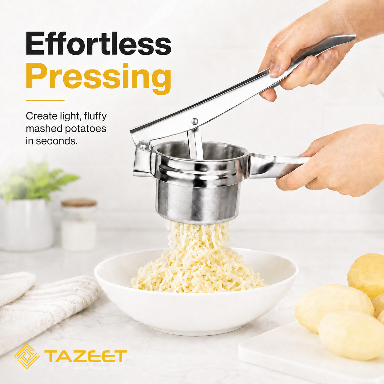 Stainless Steel Potato Ricer with Interchangeable Discs - product image 5
