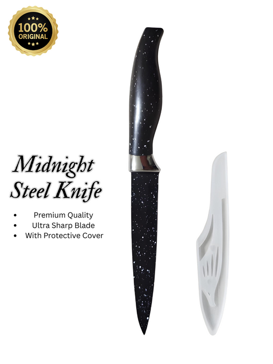 TAZEET Stainless Steel Vegetable & Fruit Knife - Ergonomic White & Black Handle for Kitchen Use