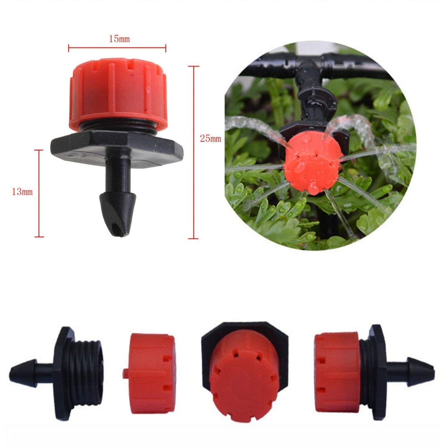 100Pcs Adjustable Micro Drip Irrigation System - 1/4 Inch Watering Sprinklers, Anti - clogging Emitter Dripper for Garden Supplies - Tazeet.com