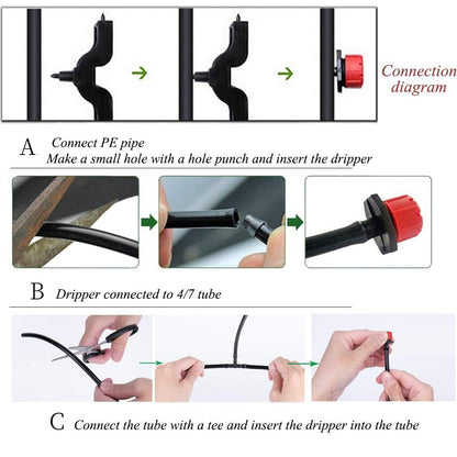 100Pcs Adjustable Micro Drip Irrigation System - 1/4 Inch Watering Sprinklers, Anti - clogging Emitter Dripper for Garden Supplies - Tazeet.com