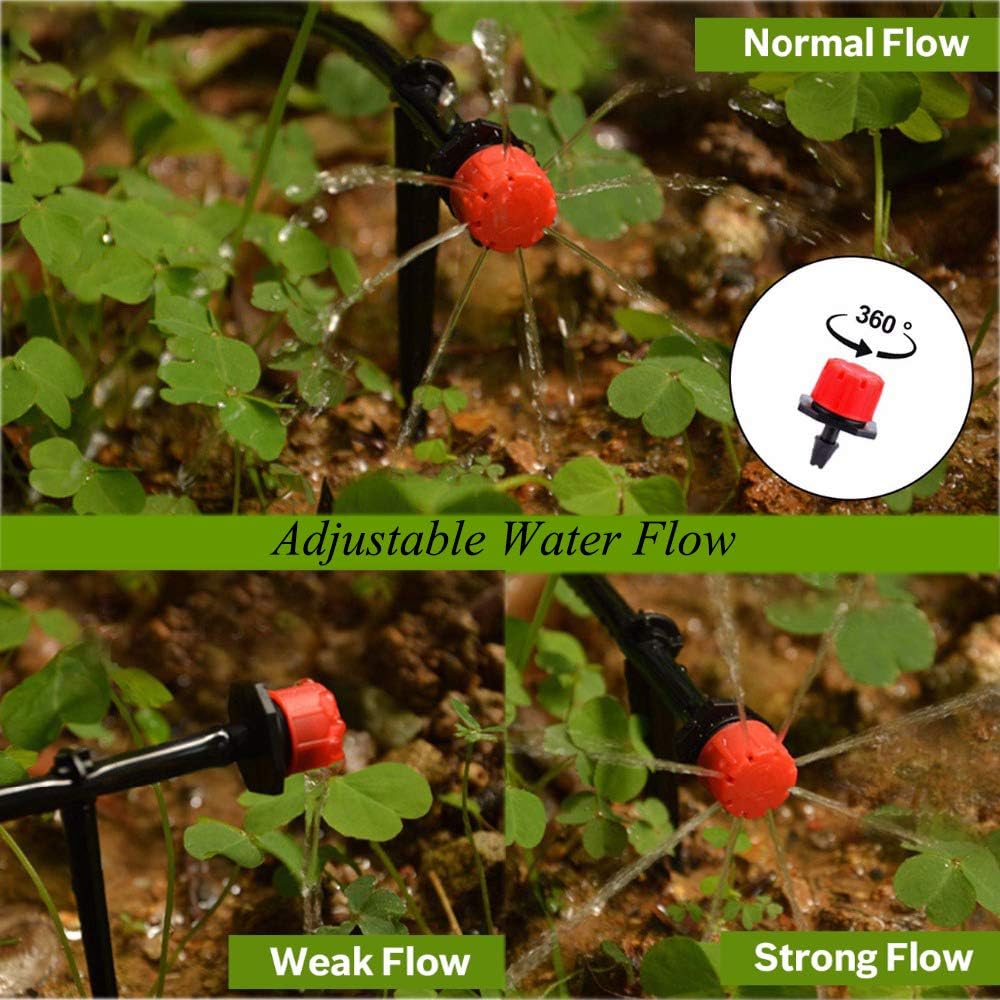 100Pcs Adjustable Micro Drip Irrigation System - 1/4 Inch Watering Sprinklers, Anti - clogging Emitter Dripper for Garden Supplies - Tazeet.com