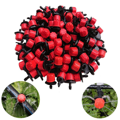 100Pcs Adjustable Micro Drip Irrigation System - 1/4 Inch Watering Sprinklers, Anti - clogging Emitter Dripper for Garden Supplies - Tazeet.com