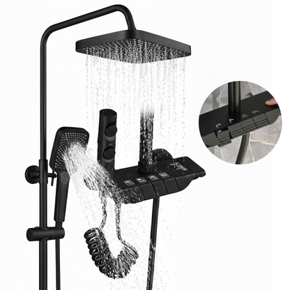 TAZEET Piano Key Thermostatic Shower Set - Rain Head, Hand Shower, Shattaf & Tub Spout - image 2
