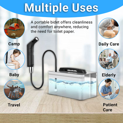 TAZEET Electric Portable Bidet Sprayer 2.3L Rechargeable Handheld Travel Toilet Washer – Personal Hygiene for Women, Baby & Elderly | Portable WC Cleaning (Black)