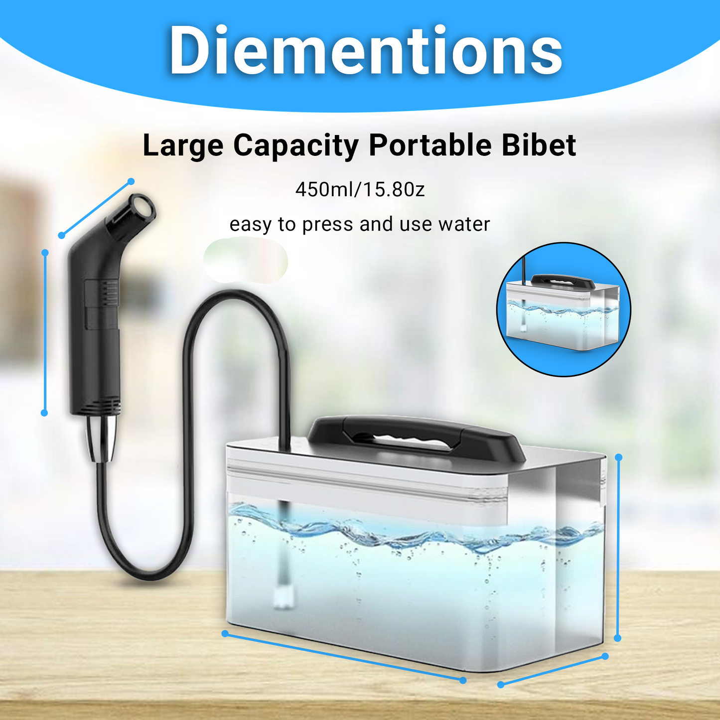 TAZEET Electric Portable Bidet Sprayer 2.3L Rechargeable Handheld Travel Toilet Washer – Personal Hygiene for Women, Baby & Elderly | Portable WC Cleaning (Black)