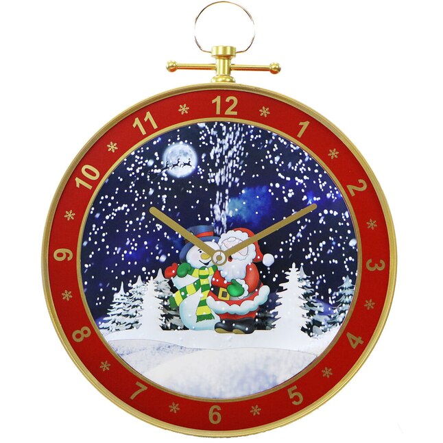 Musical Snowing Christmas Ball Wall Clock – LED Lights & Traditional Melodies Christmas Decoration for Wall & Fireplace